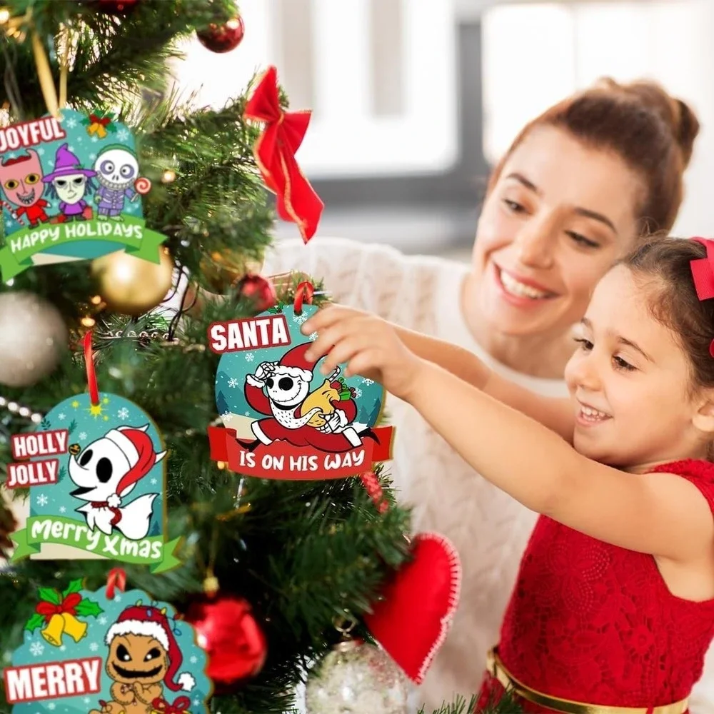 18 Pcs‎ Christmas Tree Decorations Christmas Jack Sally Wooden Hanging Ornaments